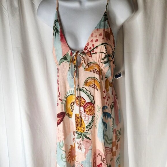 Paper Heart Women's Size Large Linen Blend Fryit Maxi Dress Palm Resortwear New - Picture 1 of 7